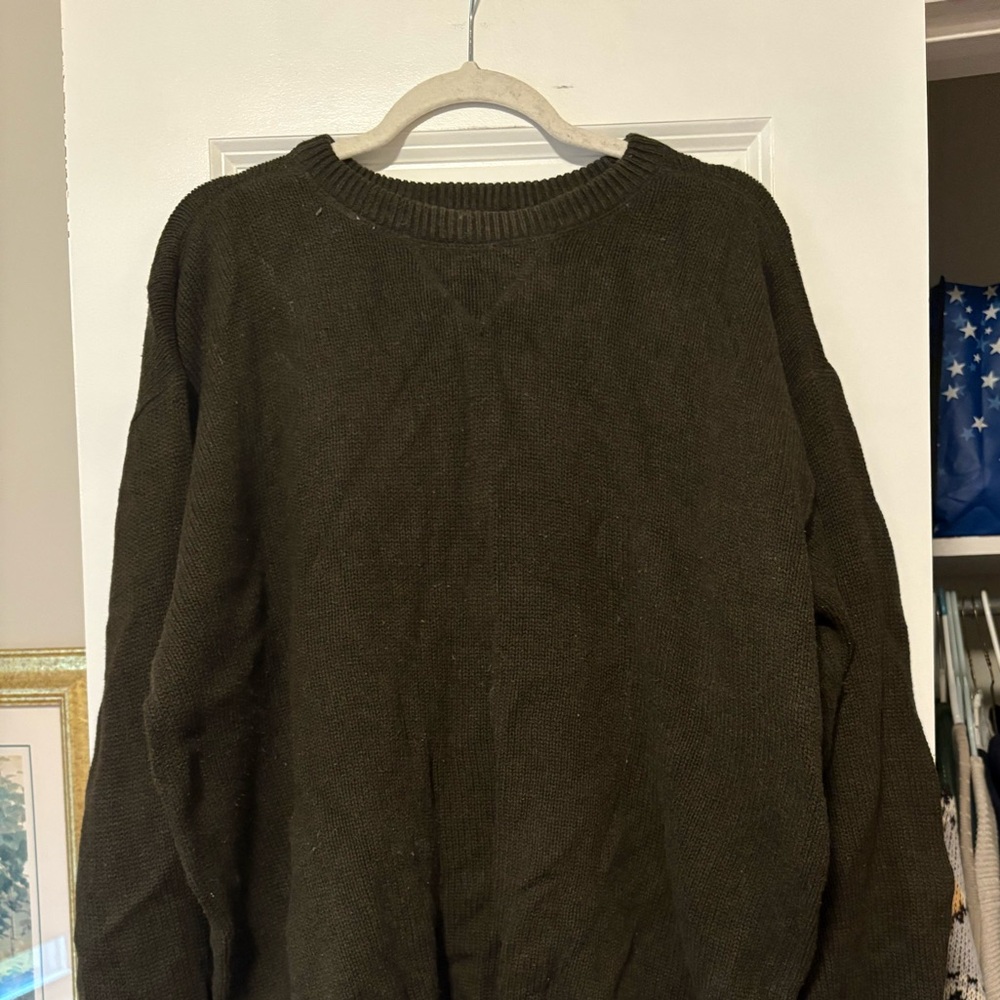 Croft & Barrow Dark Green Crewneck Sweater Timeless Knit